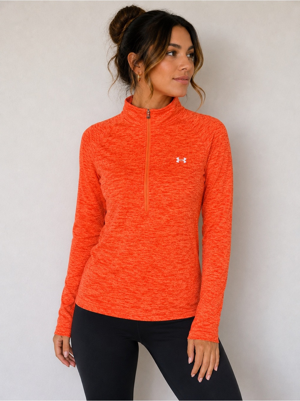 Under Armour Tech™ 1/4 Zip Pullover – Neon Orange Heather – Women’s L